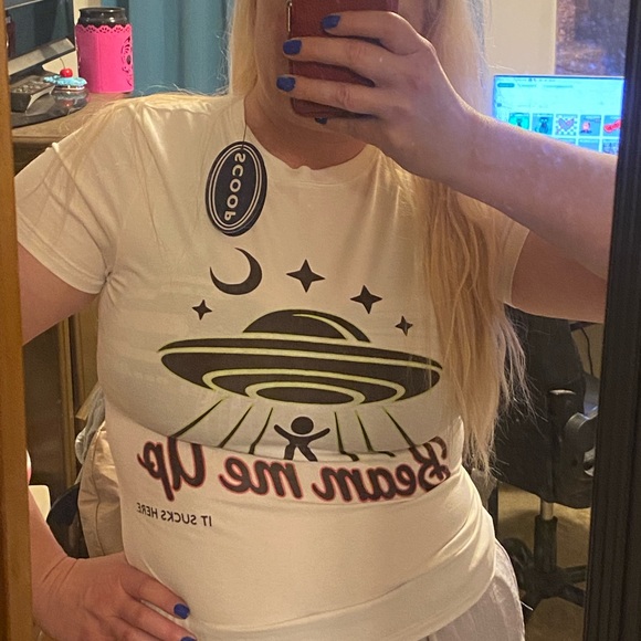 NWT!!  BEAM ME UP-IT SUCKS HERE babydoll-style tee - Picture 7 of 7